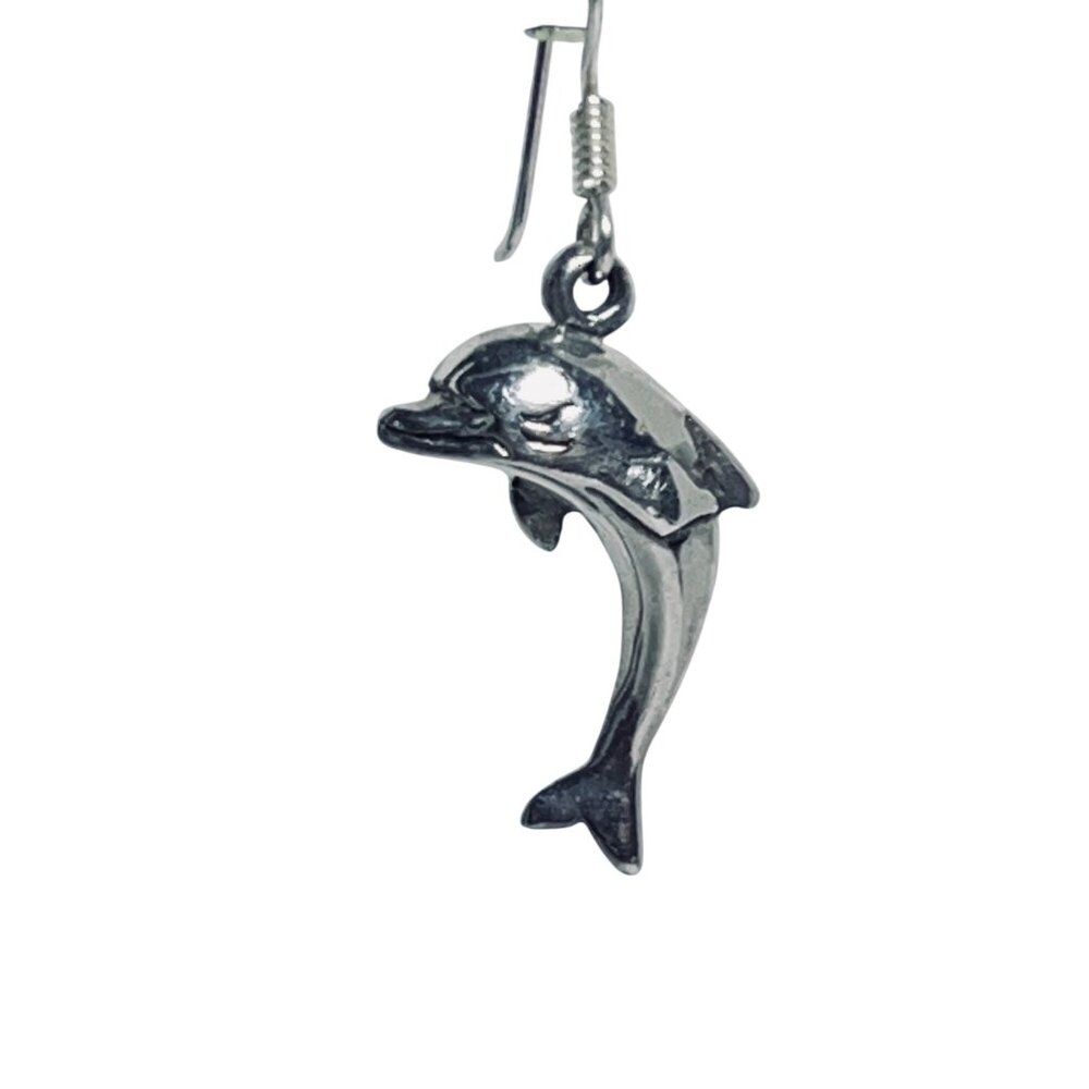 Sterling Silver Dolphin Pierced Earrings (5835) - Picture 3 of 7